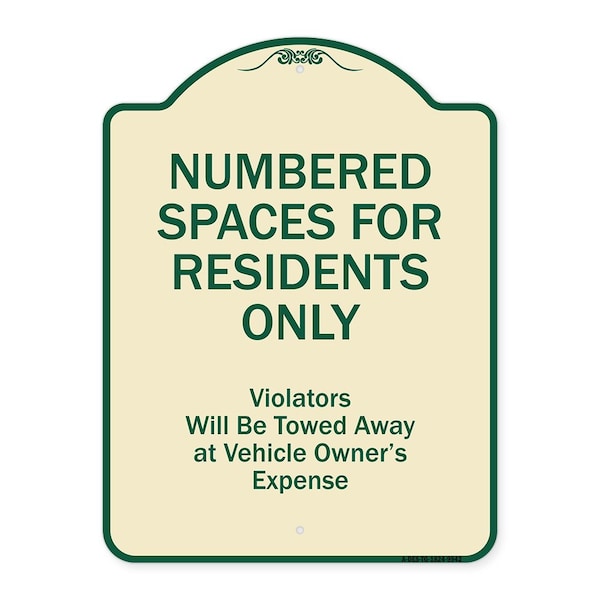 Designer Series-Numbered Spaces Residents Violators Will Be Towed Away At, 24" x 18", TG-1824-9942